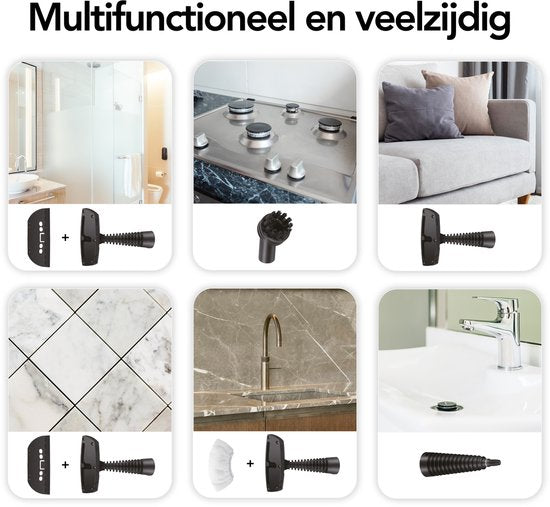 Infinity Goods Stoomreiniger - 12-in-1 Handstoomreiniger - Handstomer - Vlekkenreiniger - Tapijtreiniger - 10 Opzetstukken - 1050 Watt - 3.2 Bar - Paars