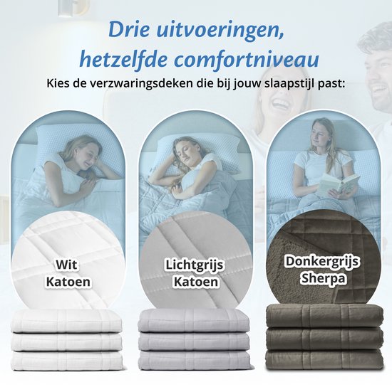 EL Life Verzwaringsdeken 9 kg - OEKO-TEX Katoen Zwaartedeken 135 x 200cm - Weighted Blanket - Verzwaarde Deken - Wit