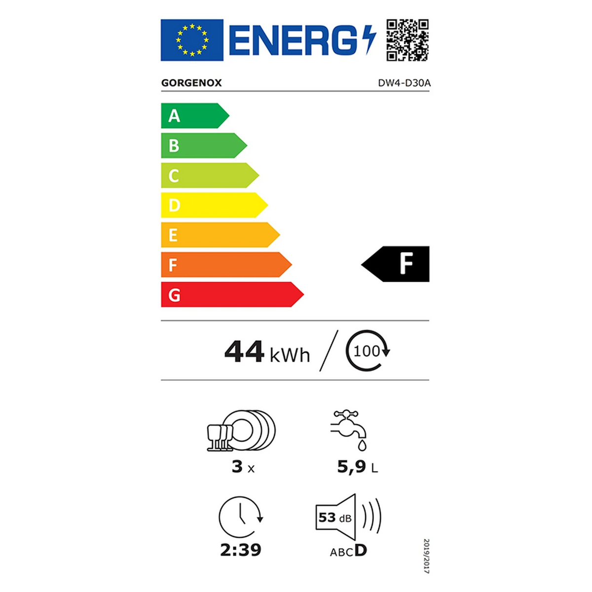 GORGENOX Tafelmodel Vaatwasser DW4-D30A - Wit - 42x43x43cm - 8 Programma's