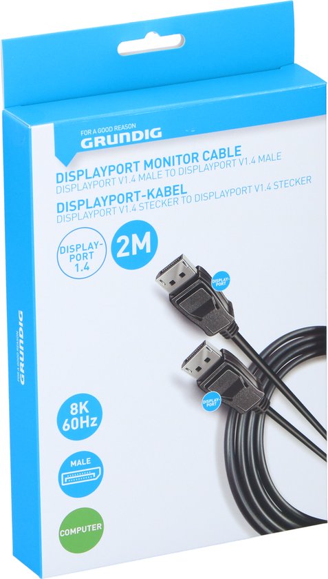 Grundig DisplayPort Kabel 1.4 - 2 meter - 4K Ultra HD