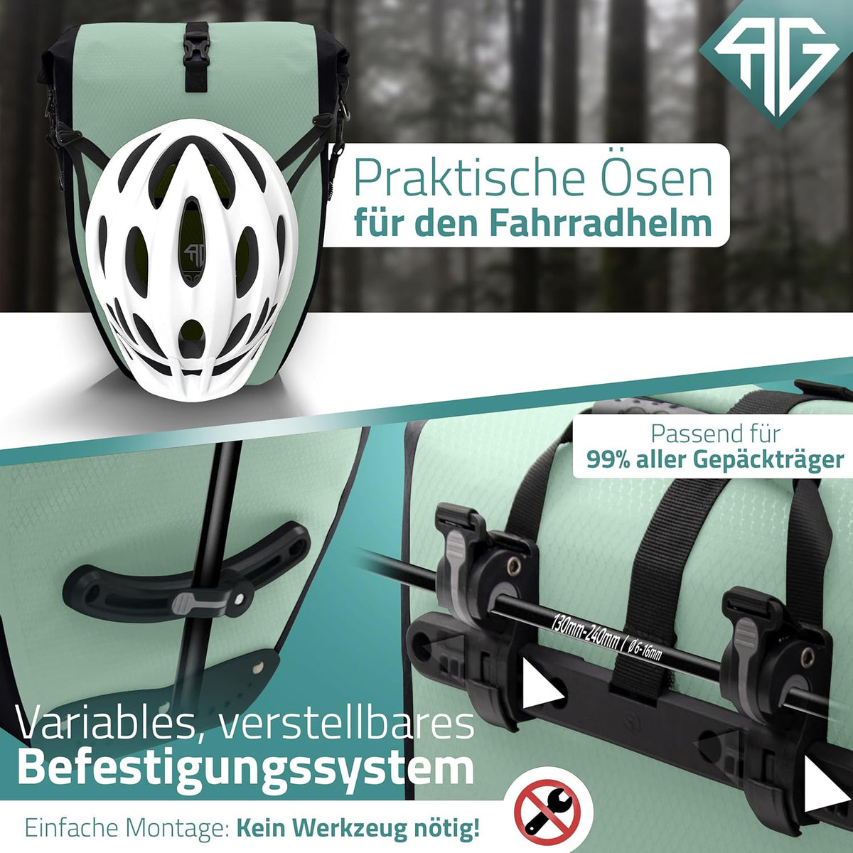 RADGEIST fietstas voor bagagedrager set - 2X tas voor fietsbagagedrager - bagagedraagtas waterdicht & schoudertas - fietstas met reflectoren