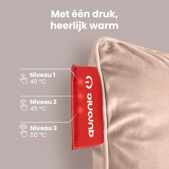 Auronic Warmtekussen - Velvet - 45x60 - Draadloos - Oplaadbaar - Elektrisch kussen - Infrarood - Roze