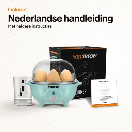 Veltrion Elektrische Eierkoker - Kook tot 7 Eieren - Koken, Pocheren, Roerei & Omelet - Incl. Timer en Slimme Maatbeker - Vaatwasserbestendig - Blauw