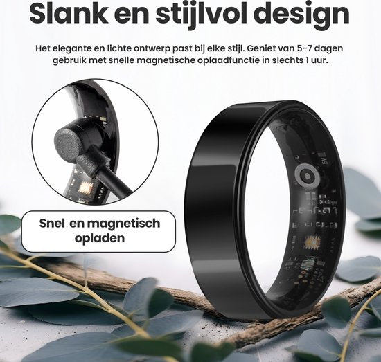 Smart Ring - Maat 7 - voor Dames en Heren - Activity Tracker - Wearables - Zwart - van Saaf