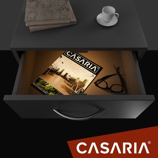 Casaria Nachtkastje Eloise – 3 Laden LED 54x39x28cm – LED Antraciet