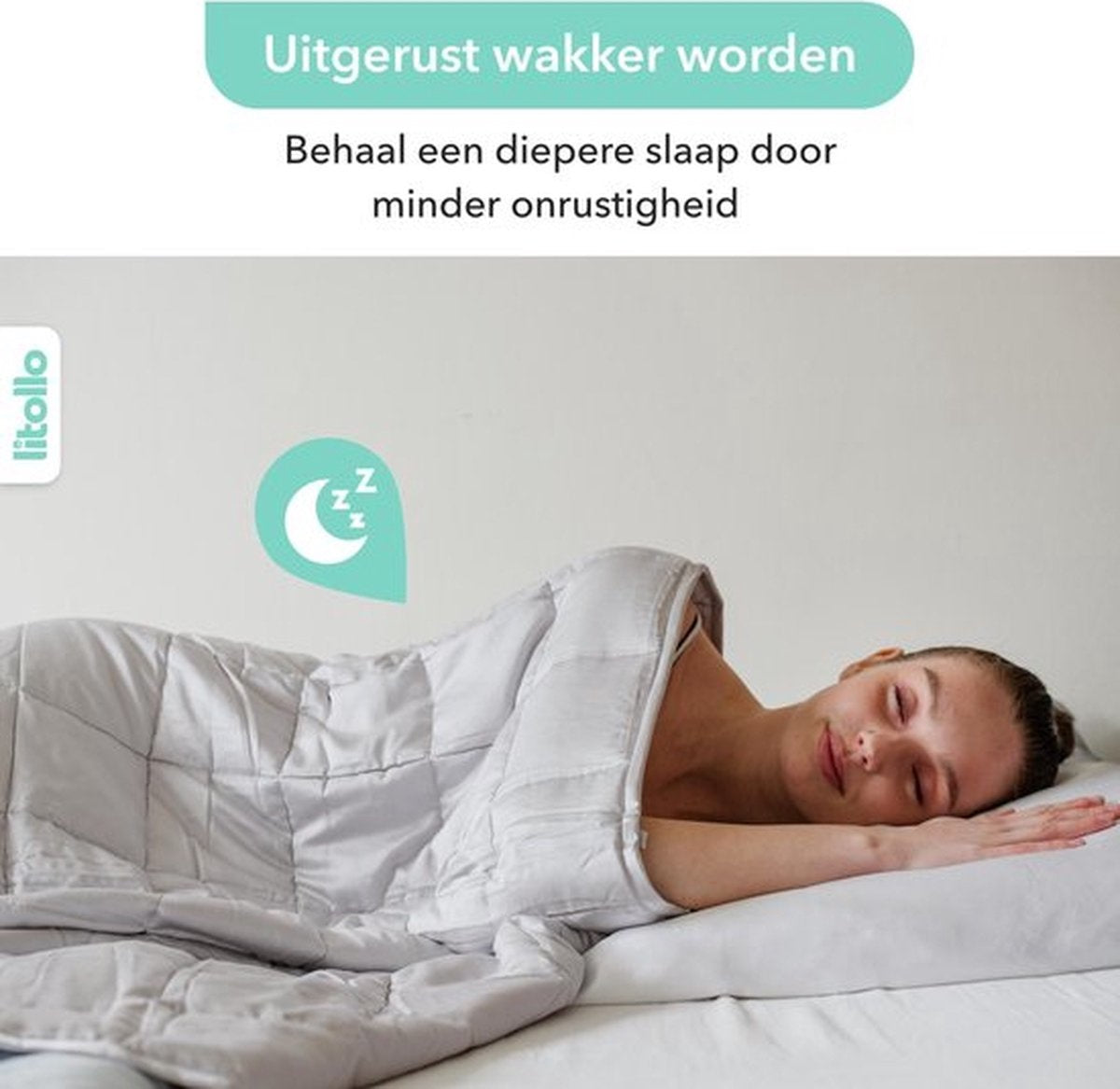 Litollo Verzwaringsdeken 10 kg Met Zachte Buitenhoes - Weighted Blanket - Duurzaam Bamboe Materiaal - Grijs - 150x200cm