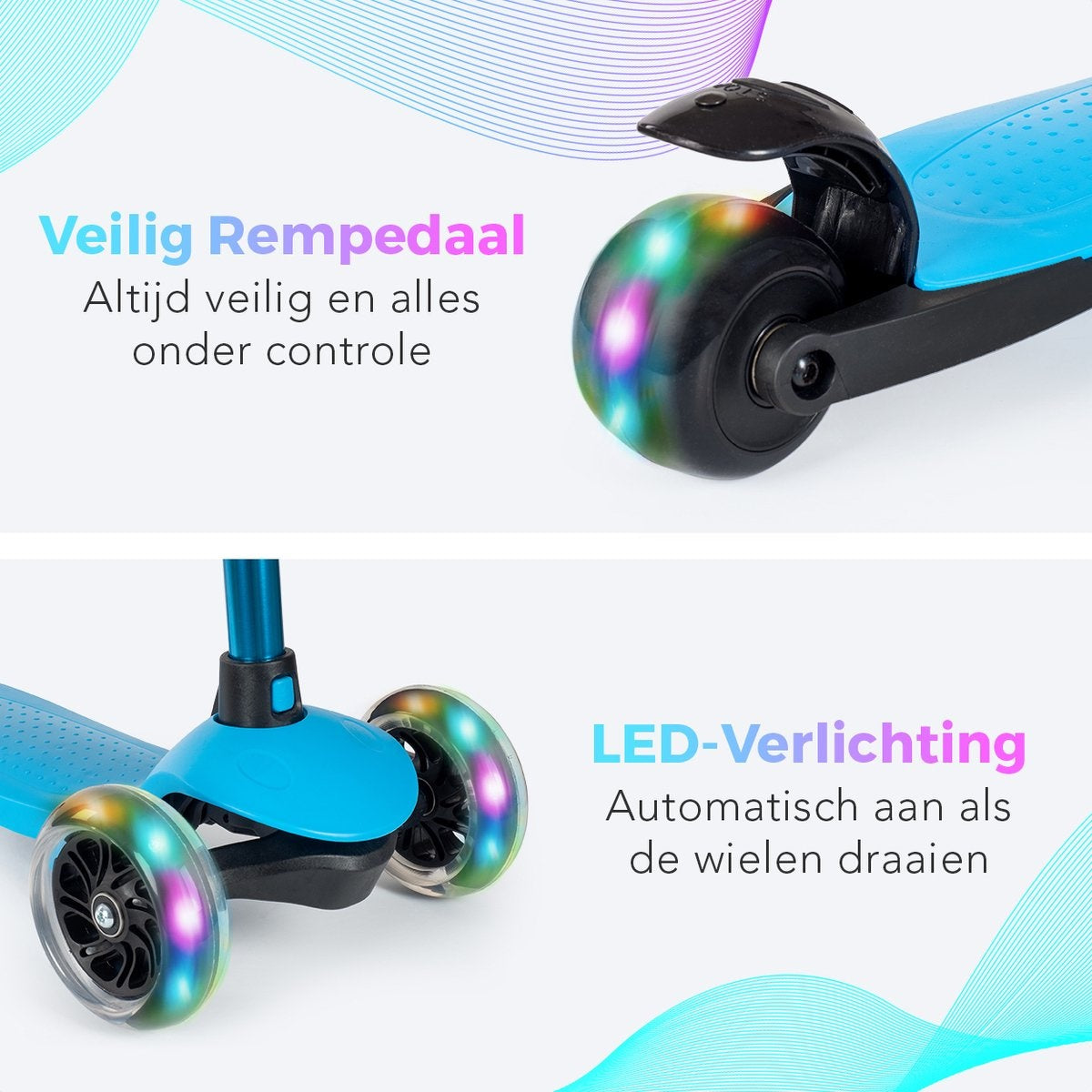 LifeGoods HappyStep - Kinderstep - Step 2-5 Jaar - 3 Lichtgevende Wielen - Jongens/Meisjes - Blauw