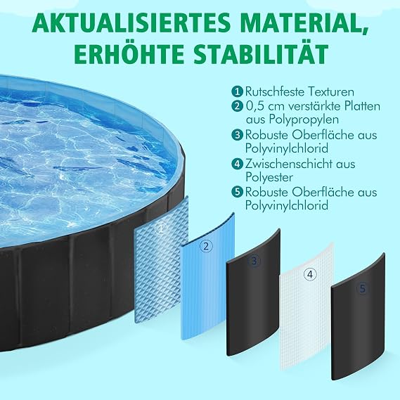 Yaheetech Opvouwbaar Hondenzwembad Ø100/120/140/160 x 30 cm - PVC - Antislip