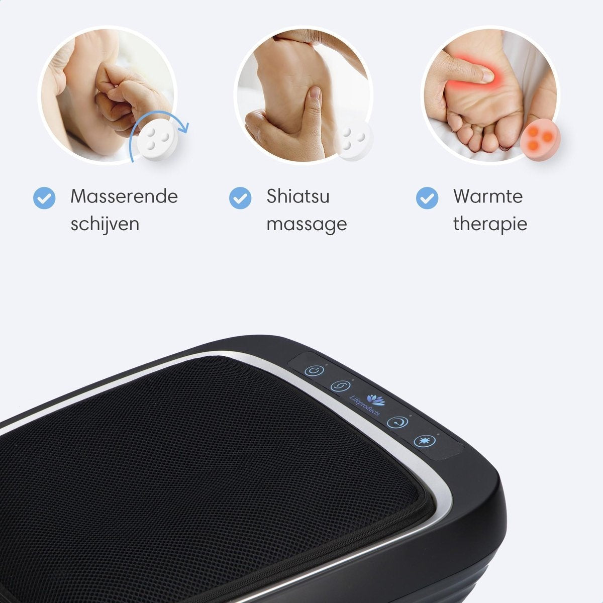 Shiatsu Voetmassage Apparaat - 3 Snelheidsstanden - Warmtefunctie - Afneembare Hoes - Zwart