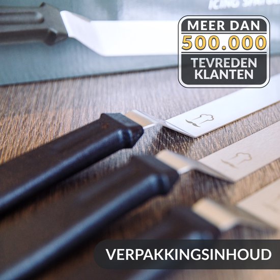 Chefarone Patisserie Set van 3 - Glaceermes - Taart Spatel - Cake Spatel - Paletmes Taartschraper - Spatel voor taart - Vaatwasserbestendig