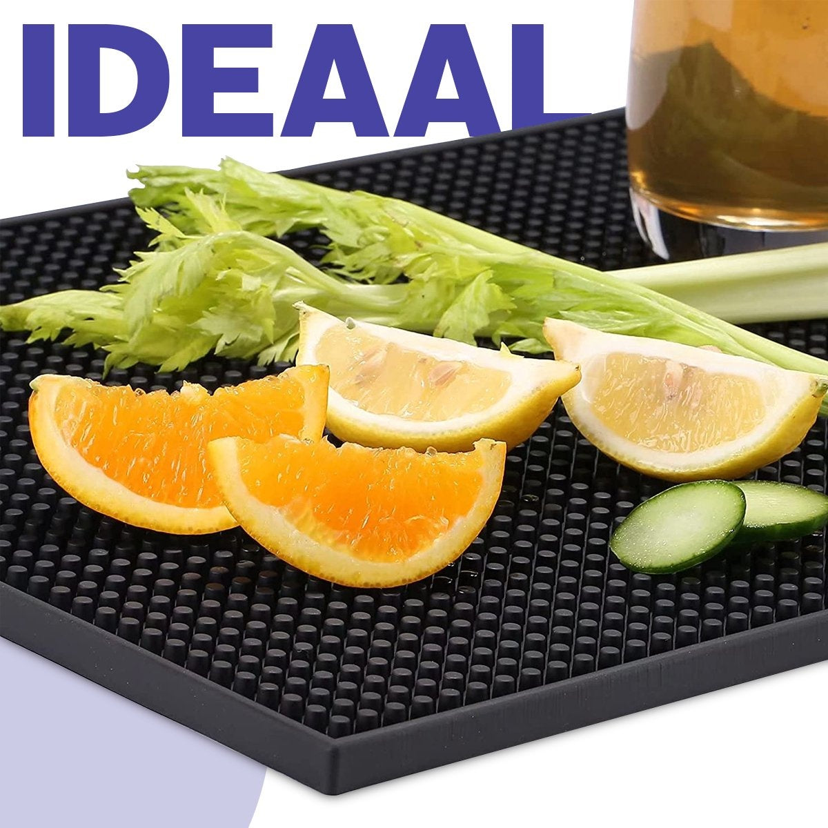Aerend® Multifunctionele Afdruipmat – Horeca Barmat – Camper Vaatwas & Aanrecht Mat – Zwart Rubber Antislip - 30x45 CM