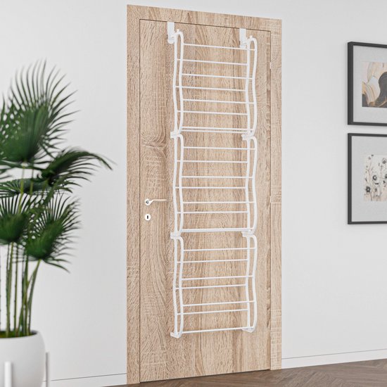 O'DADDY® hangend schoenenrek deur - Geschikt voor opdek en stompe deuren, beide kanten – 20 x 51 x 182 cm - Wit