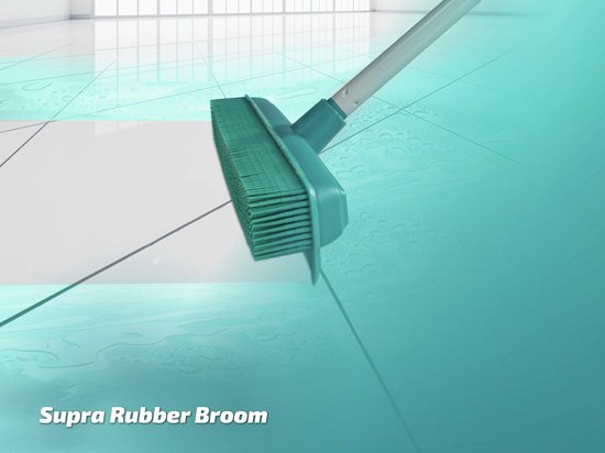 Leifheit Classic Suprabezem - rubberen bezem met telescoopsteel - 80-140 cm steellengte - 35 cm veegbreedte