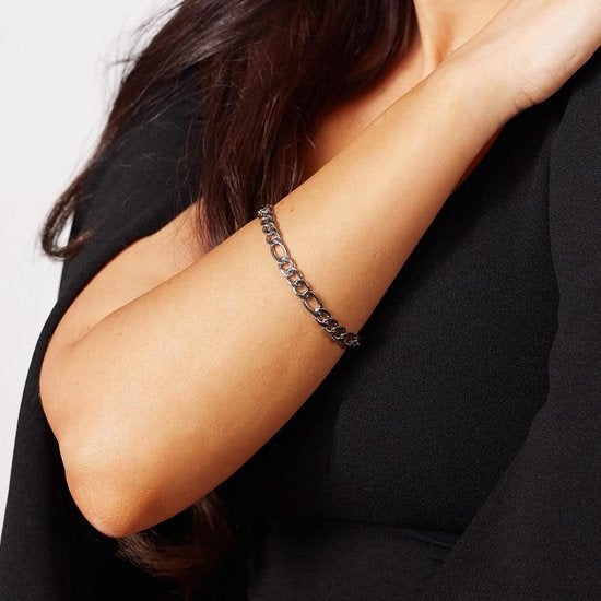 Laura Ferini Dames Armband Prego Zilver - Zilverkleurige Schakelarmband - 18K Witgoud Verguld - Sieraad - Accessoires - Sieraden - Dames Armbandje