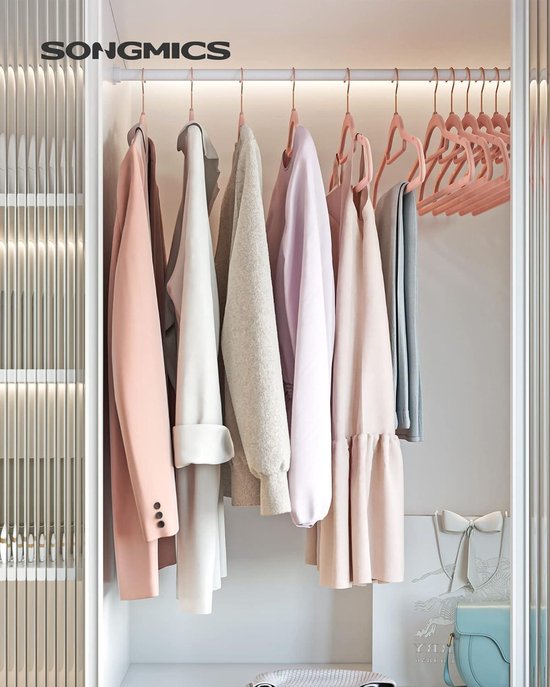 Fluwelen Kleerhanger 50 stuks Anti-slip Jashanger Draaibare Haak in Roze Goud - Ruimtebesparend 45 cm lang voor Kleding - Roze CRF21PK50 kledinghangers