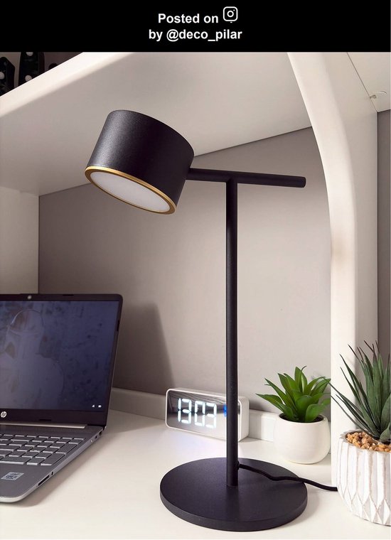 Lucide GIAN - Tafellamp - LED Dimbaar - 1x9W 2700K - Zwart