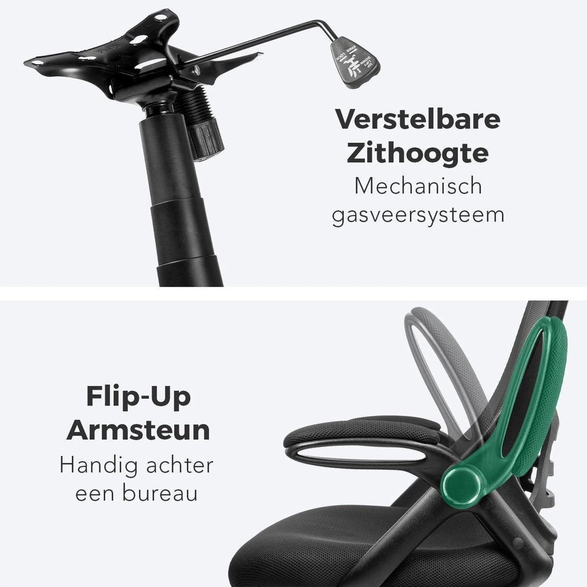 LifeGoods Ergonomische Bureaustoel - Office Chair - Verstelbaar - Volwassenen - Zwart