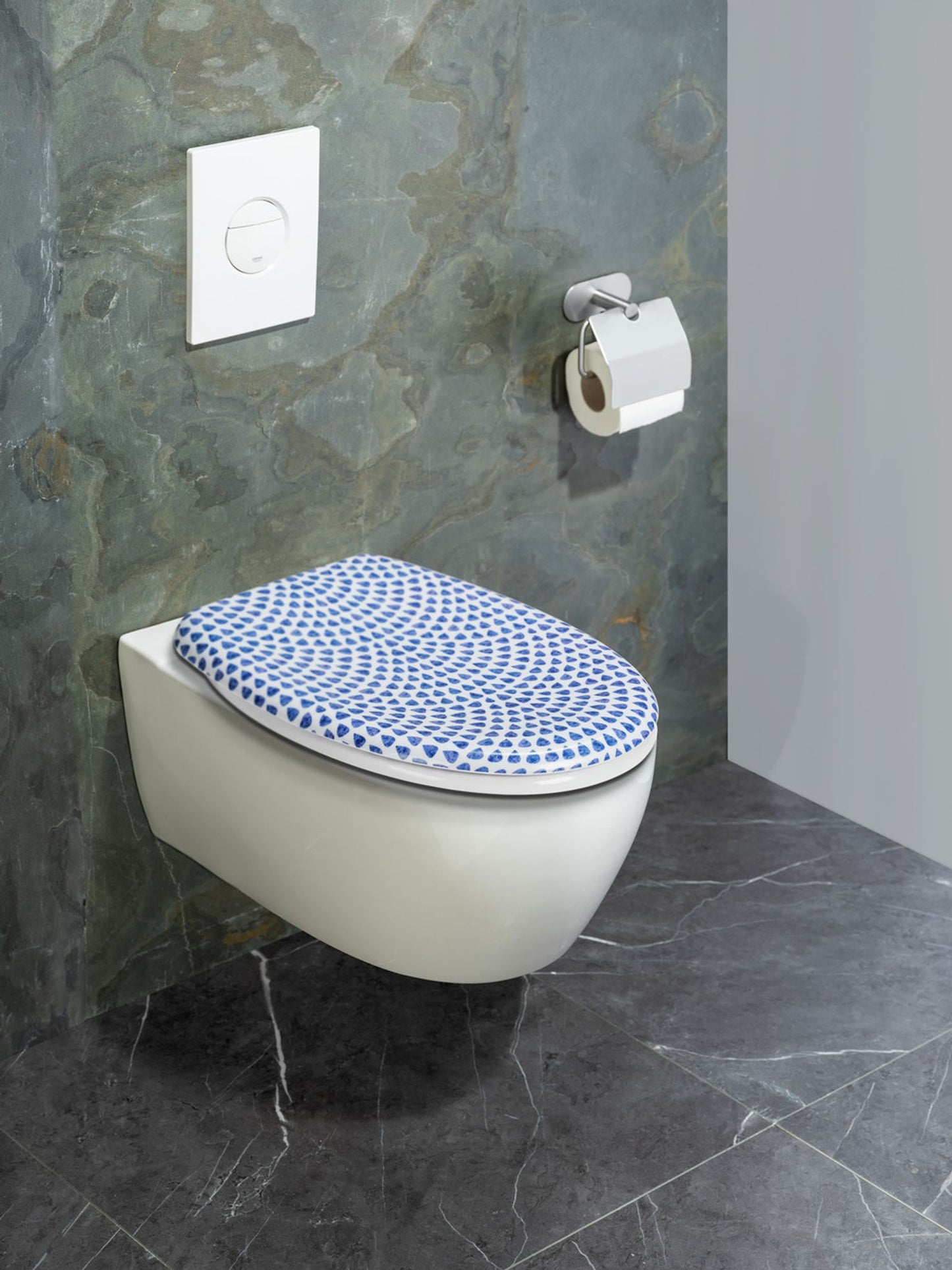 Wenko WC-bril Sevilla Duroplast met Soft-Close Systeem - 38 x 45 cm - Blauw Wit