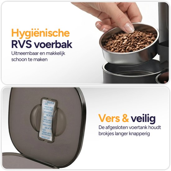 Viervoeter Feed Dual - Automatische Voerbak 7L - Kat en Hond - Voerautomaat met App & Audio - Zwart