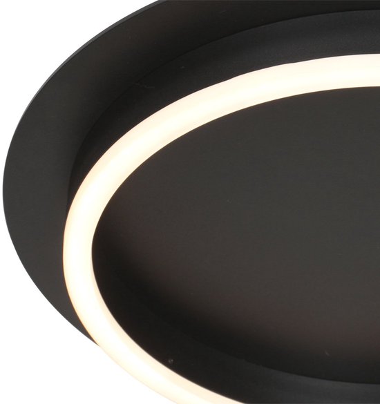 Plafonnieres Ringlux 3655ZW zwarte plafondlamp Ø32 cm met warm LED licht, metaal en kunststof, trendy design, merk Steinhauer