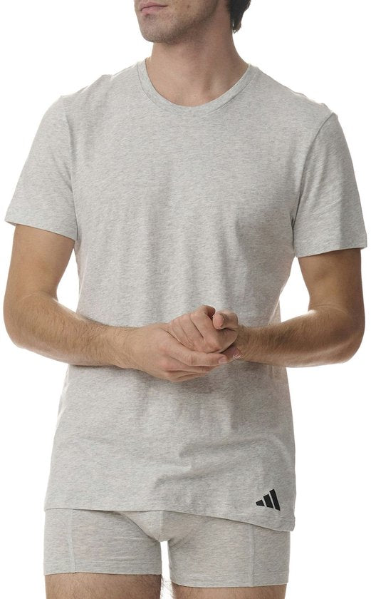 adidas Sportswear 3PK Crew Neck Shirt - Active Core Cotton - Onderbroek Mannen - zwart/wit/grijs gemêleerd