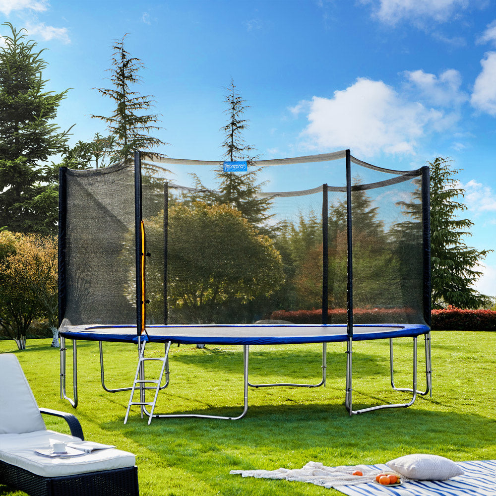 Monzana Trampoline - Veiligheidsnet Ladder - Ø 427cm - Blauw en Zwart