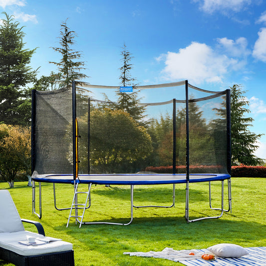 Monzana Trampoline - Veiligheidsnet Ladder - Ø 427cm - Blauw en Zwart