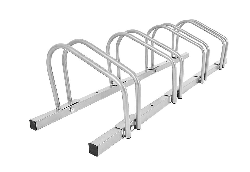 Coast – Fietsstandaard Voor 4 Fietsen – 120 x 32,5 x 26 cm – Voorzien Van Gepoedercoat Staal En Roestbestendig Oppervlak En Optionele Vloerbevestiging – Voor Garage En Tuin – Zilver Staal