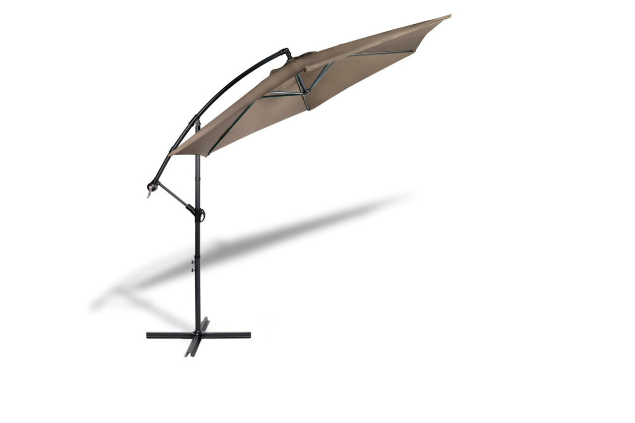 Lifa Garden Hangende Parasol Premium - Inclusief Waterdichte Parasolhoes - Polyester - 300 x 300 x 250 cm - Taupe