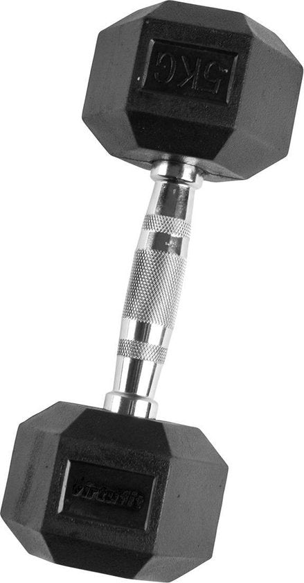 VirtuFit Hexa Dumbbell Pro - 5 kg - Hexagon Dumbbell - Duurzaam en Slijtvast - Krachttraining - Gewicht - CrossFit & Fitness - Geschikt voor Beginners en Professionals - Per Stuk Verkocht