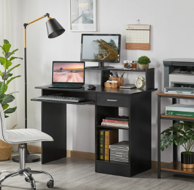Yaheetech Bureau met Lade - Zwart - 106 x 50 x 94 cm - Computerbureau met Opbergvak