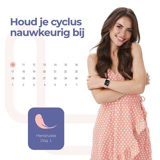 Lunis Smartwatch Dames & Heren Rosé Goud - siliconen armband - kunststof - 7/10 dagen gebruikstijd zonder op te laden - Variatie in sportfuncties