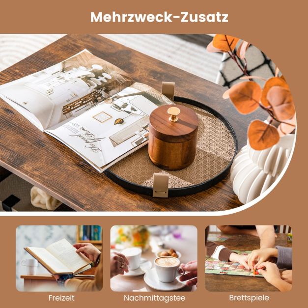 Coast Salontafel met 3 Niveaus – 90 x 50 x 42 cm – Naturel/Wit of Rustiek Bruin