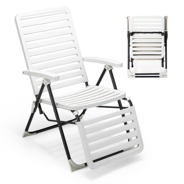 Coast Set van 2 Verstelbare Ligstoelen - Opvouwbaar - 7 Standen - Wit