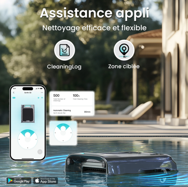 Aiper EcoSurfer S2 Zwembadoppervlaktereiniger - Zonne-energie, 35u Batterij, Wi-Fi/Bluetooth