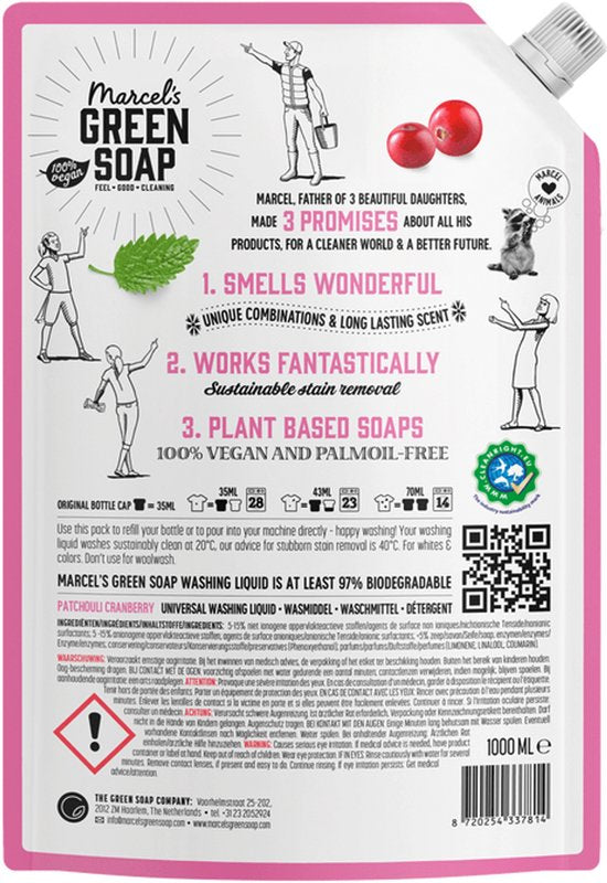 Marcel's Green Soap Wasmiddel Navul Patchouli & Cranberry 23 Wasbeurten 1 liter