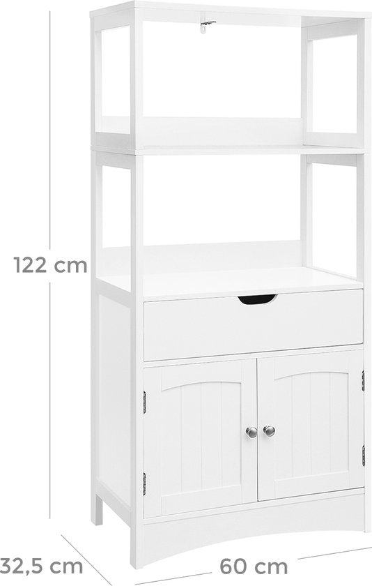 Coast huishoudelijke plank opbergkast keukenkast met lade wit 32,5 x 60 x 122 cm