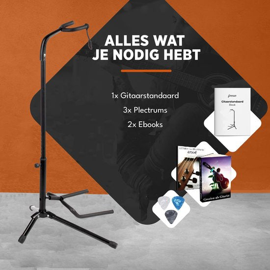 Finesse Gitaarstandaard – Universeel – Akoestisch & Elektrisch – Zwart