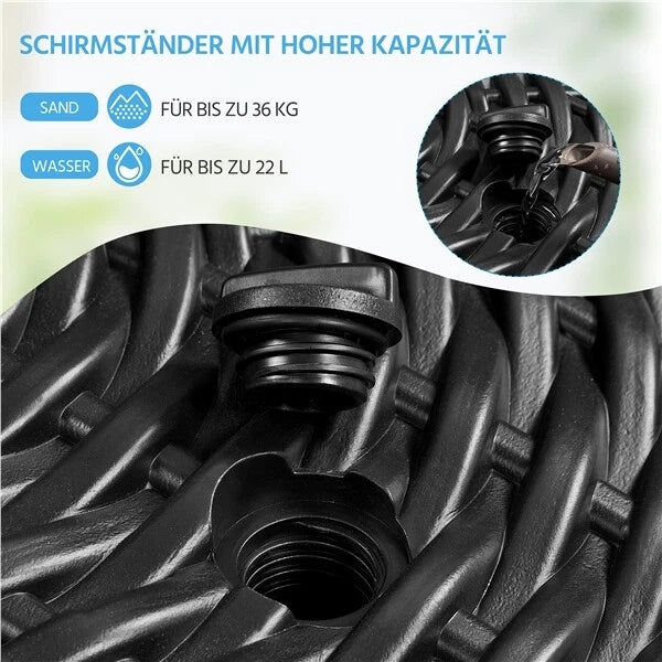 Yaheetech Parasolvoet Ø50 cm - Zwart - Vulbare Parasolstandaard met Water of Zand voor Parasols Ø38-48 mm