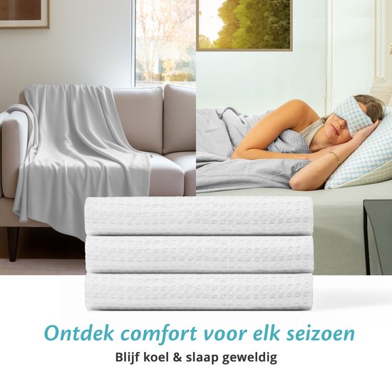 EL-Life Koeldeken 135x200 cm - 100% Bio-Tencel - Zelfkoelende deken - Cooling blanket - Zomerdekbed - Zomerdeken - Parelwit