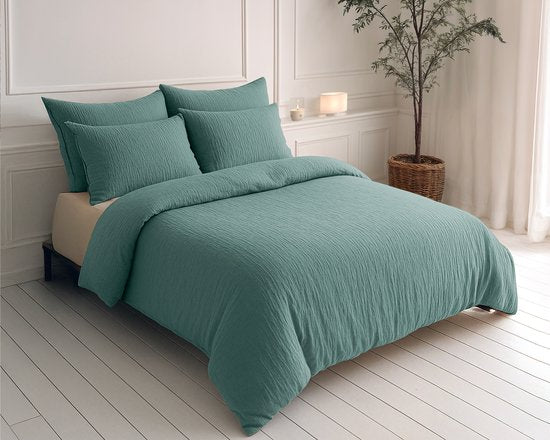 Sleeptime 2 in 1 Mousseline Dekbed - Dekbed zonder Overtrek Inclusief Kussensloop - 240x200 - Groen