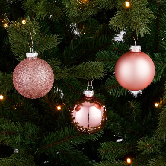 Mica Decorations Kerstballen Set - 42 Stuks - Ø7 cm - Glas - Roze