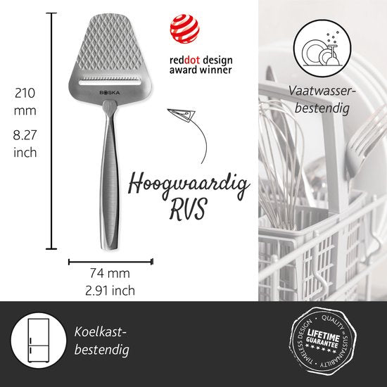 Boska Kaasschaaf Monaco+ - Design kaasschaaf - Award winnaar - Kaasschaaf voor harde kaas - RVS - Vaatwasserbestendige kaasschaaf - Cadeautip - Keukengerei - Keuken accessoires - Levenslange garantie