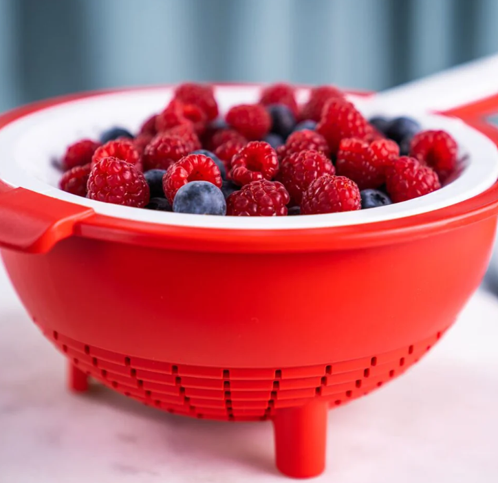 Tupperware Dubbele Vergietset 2-delig – 400 ml & 2 L – Rood & Wit