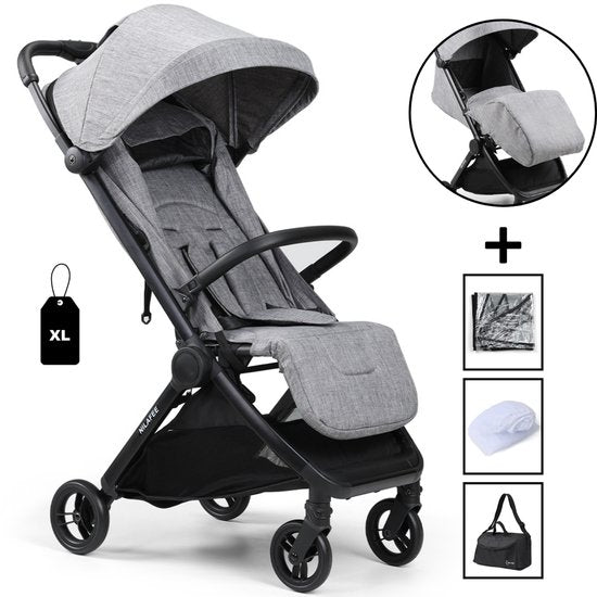 NilaFee™ MaxComfort - Buggy - Tot 25 kg - Plooibuggy - Kinderwagen - Inklapbaar - Vlek en waterafstotend - Grijs