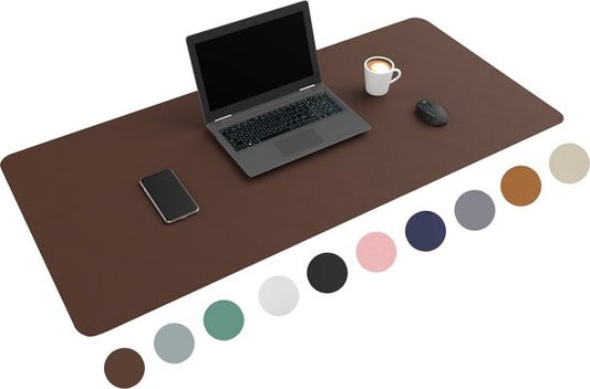WURK Professionele Bureau Onderlegger Kunstleer - Bureau Organizer - Inclusief Kabel Clip - Donker Bruin - 120x60