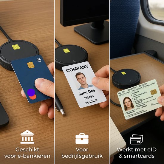 Nuvance Id Kaartlezer - eID Reader België - Voor Belgische Identiteitskaart, Bankkaart & Bedrijfspas - Identiteitskaartlezer Usb