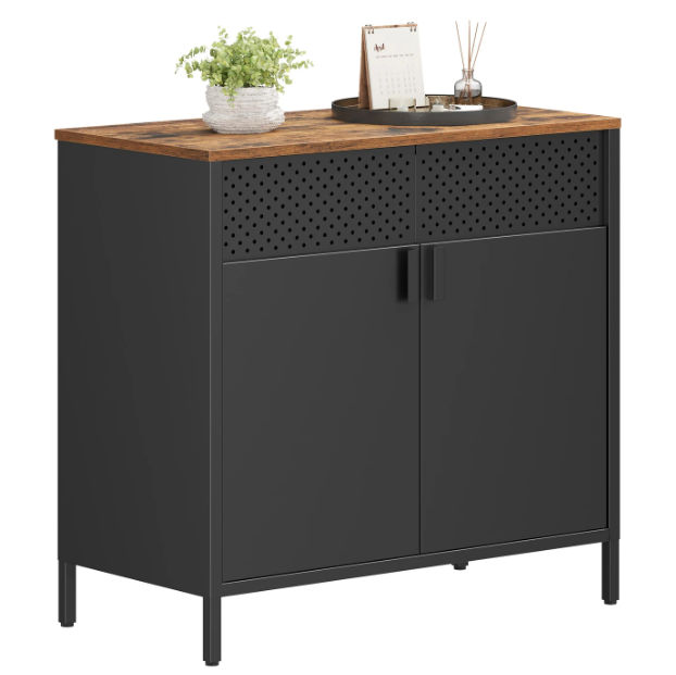 Joyfurnos Zwarte Opbergkast met Deur & Verstelbare Plank - 80 x 40 x 76 cm