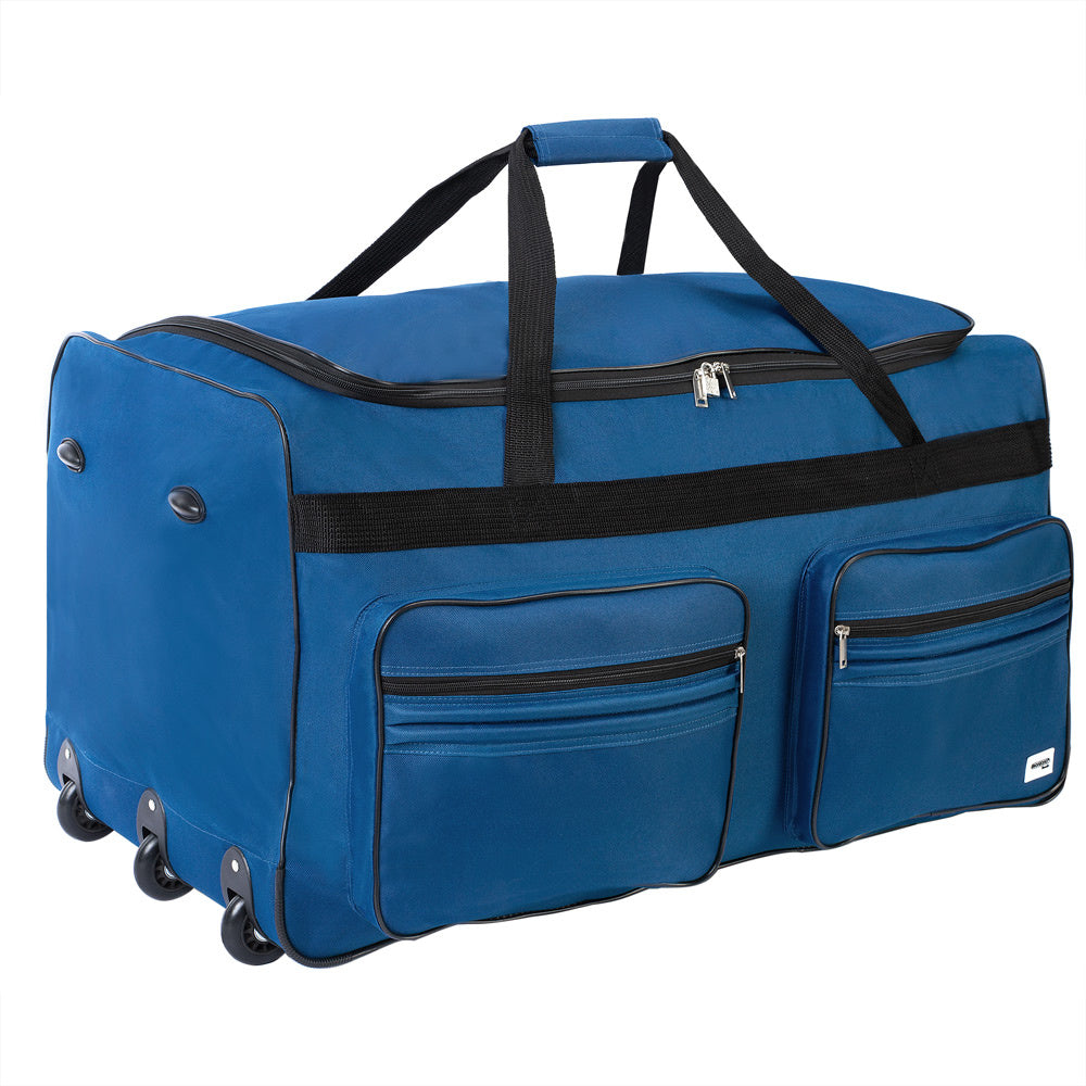 Deuba XXL Reistas Blauw met trolley-functie 3 wielen 160 LITER 85x43x44cm