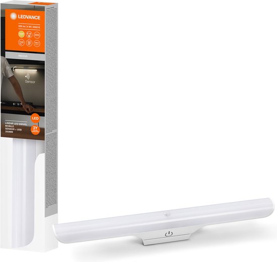 LEDVANCE LINEAR LED SCHARNIER Onderkastverlichting, 4W, 325lm, warm wit licht, magnetische lamp behuizing, bewegings- en daglichtsensor, dimbaar, lange levensduur, beschermingsklasse IP20, 3000K